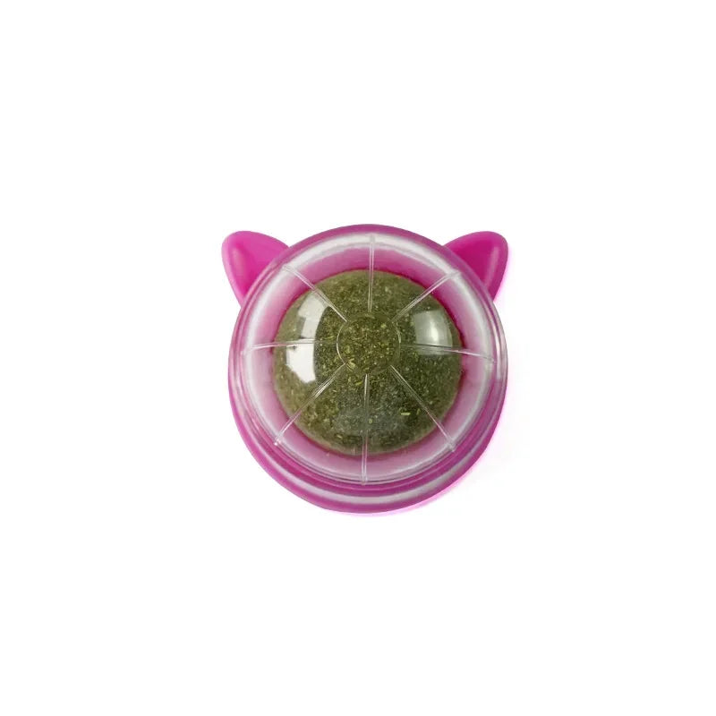 Rotating Catnip Ball Cat Shaped Pet Grinding Toy Interactive Licking Cats Scratch Ready To Eat Toy Ball Pet Supplies Wholesale Qme Rose Red