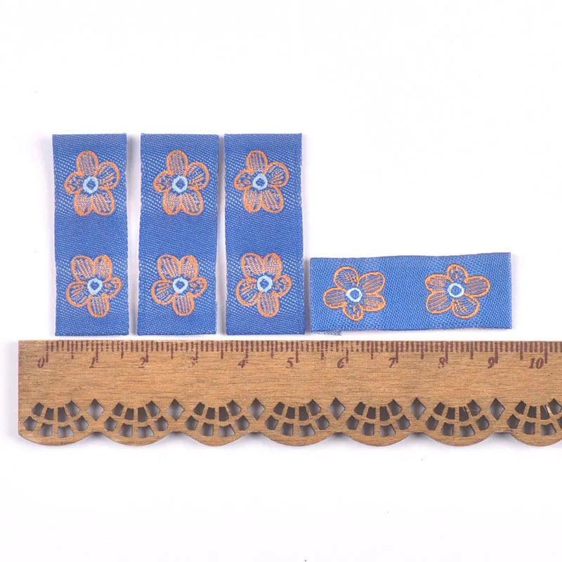 50Pcs Candy Color Mixed Flower Pattern Embroidery Labels Garment Tags For Sewing Accessories Clothes Bag Handmade DIY Supplies Qme 4