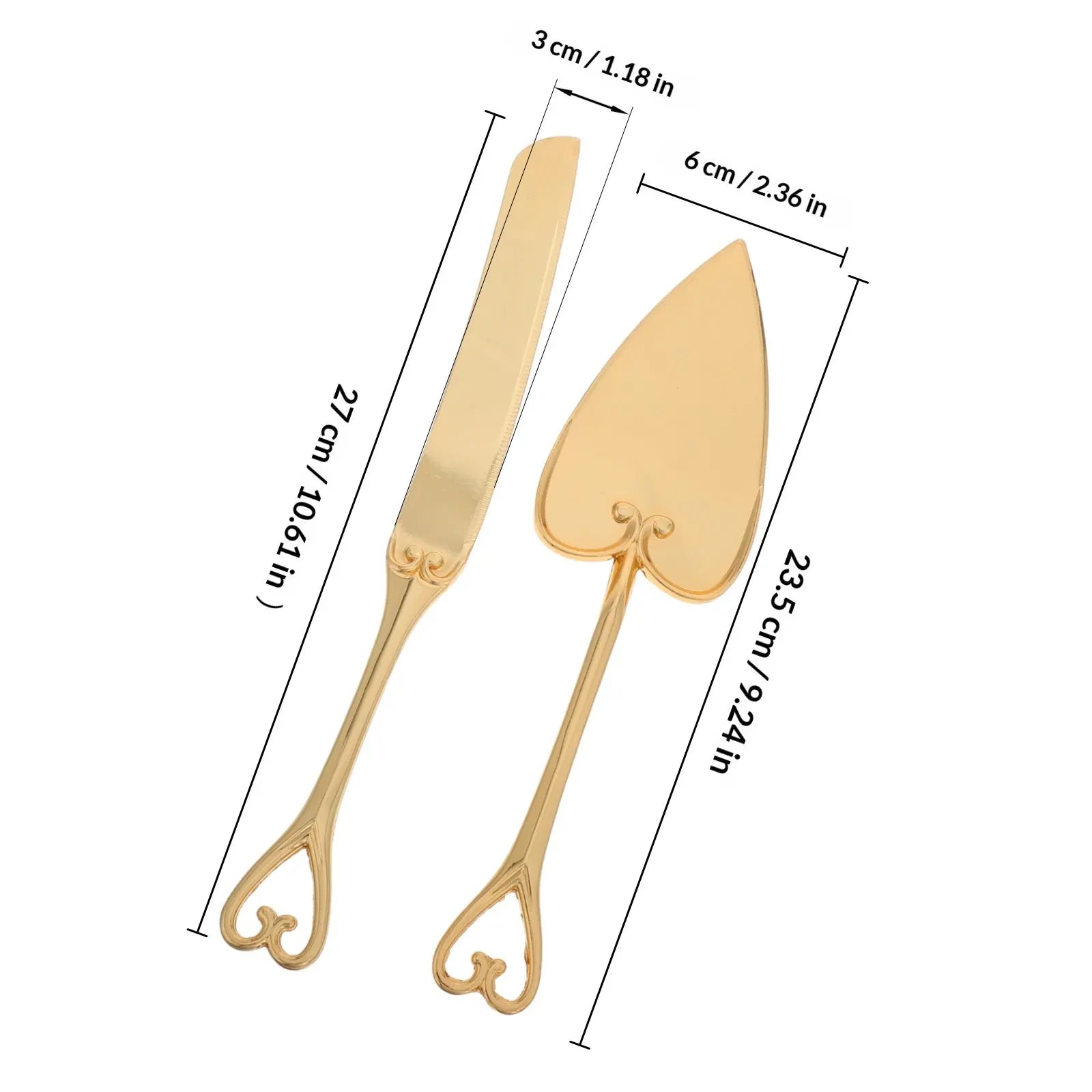 2Pcs Gold Tone Stainless Steel Cake Knife and Spatula Set Elegant European Design Wedding Cake Cutting Server Baking Serving Qme 23.5X6X3CM