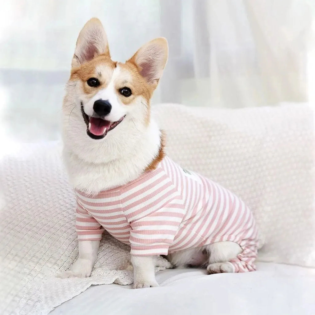 Cotton Dog Pajamas Stripe Classic Pet Jumpsuit Winter Dog Clothes For Small Dog Puppy Cat Costume Chihuahua Yorkie Poodle Outfit Qme