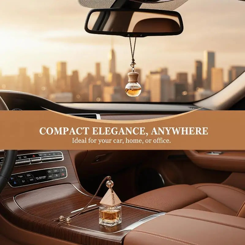 Empty Glass Essential Oil Diffuser Bottle Wooden Cap Car Hanging Qme