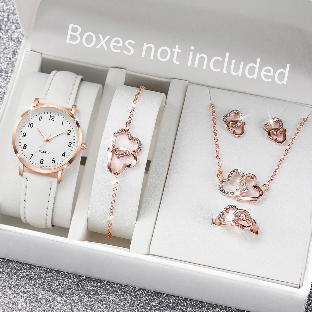 6PCS Female student fashionable night light pointer watch, small fresh frosted leather casual watch, simple digital quartz watch Qme