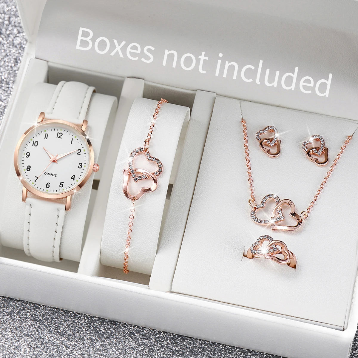 6PCS Female student fashionable night light pointer watch, small fresh frosted leather casual watch, simple digital quartz watch Qme