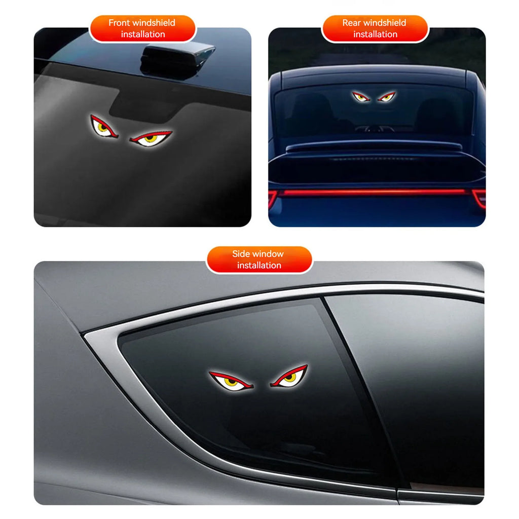 Evil Eye Window Decor Light Solar & USB Dual Power Anti-Theft Breathing Warning Light for Cars Windshield Rear Window Qme