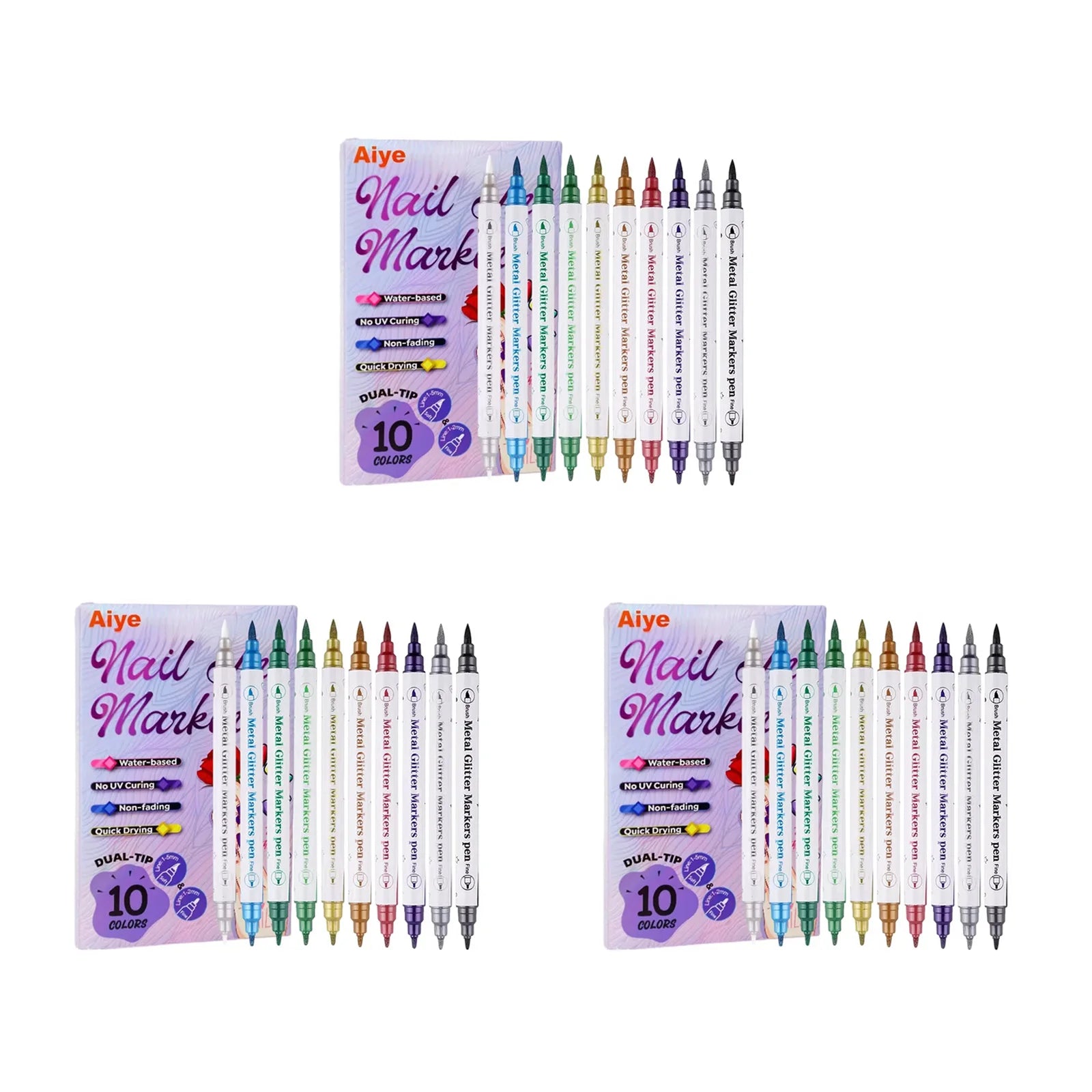 10Pcs/Set DIY Nail Art Graffiti Pen Nail Polish Pens Drawing Painting Point Liner Acrylic Painted Pen Waterproof Quick-drying Qme 3 Sets