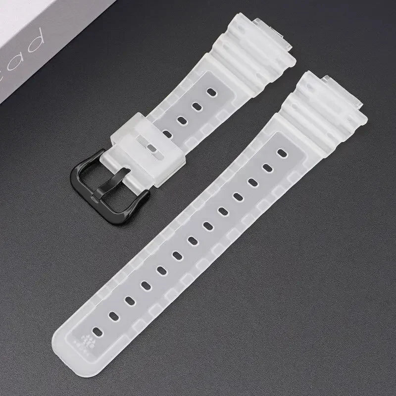 TPU Sport Bracelet For Casioak DW-5600 DW5000 GA2100 Watch Band Stainless Steel Buckle Siliconer Strap16mm Replacement Wristba Qme Transparent B