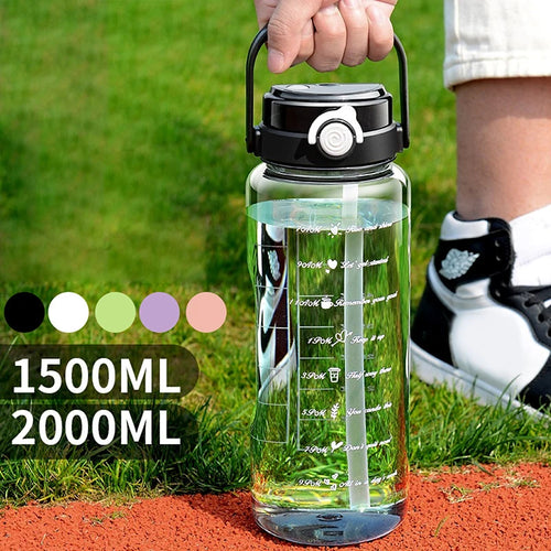 1 5 2Liter Sport Straw Water Bottle Time Scale Plastic Summer Cold Qme