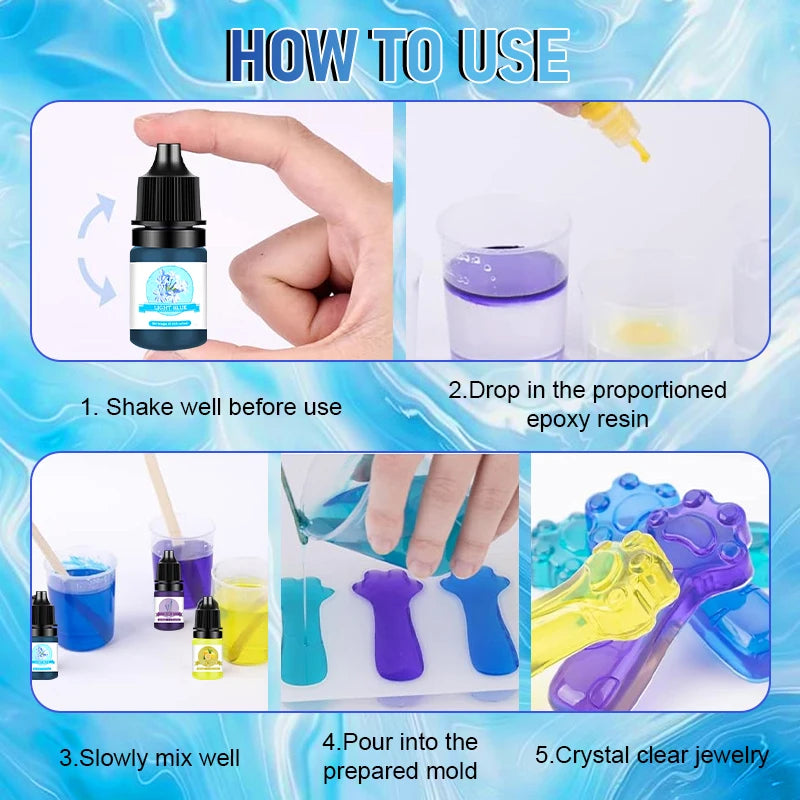 24Colors Epoxy Resin Pigment Kits Liquid Colorant Dye DIY UV Mold Qme