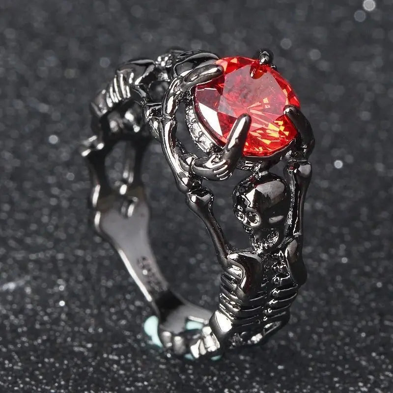 Punk Goth Titanium Steel Dragon Claw Halloween Skull Ring Hot Selling Men's Domineering Opening Rock Animal Jewelry Qme
