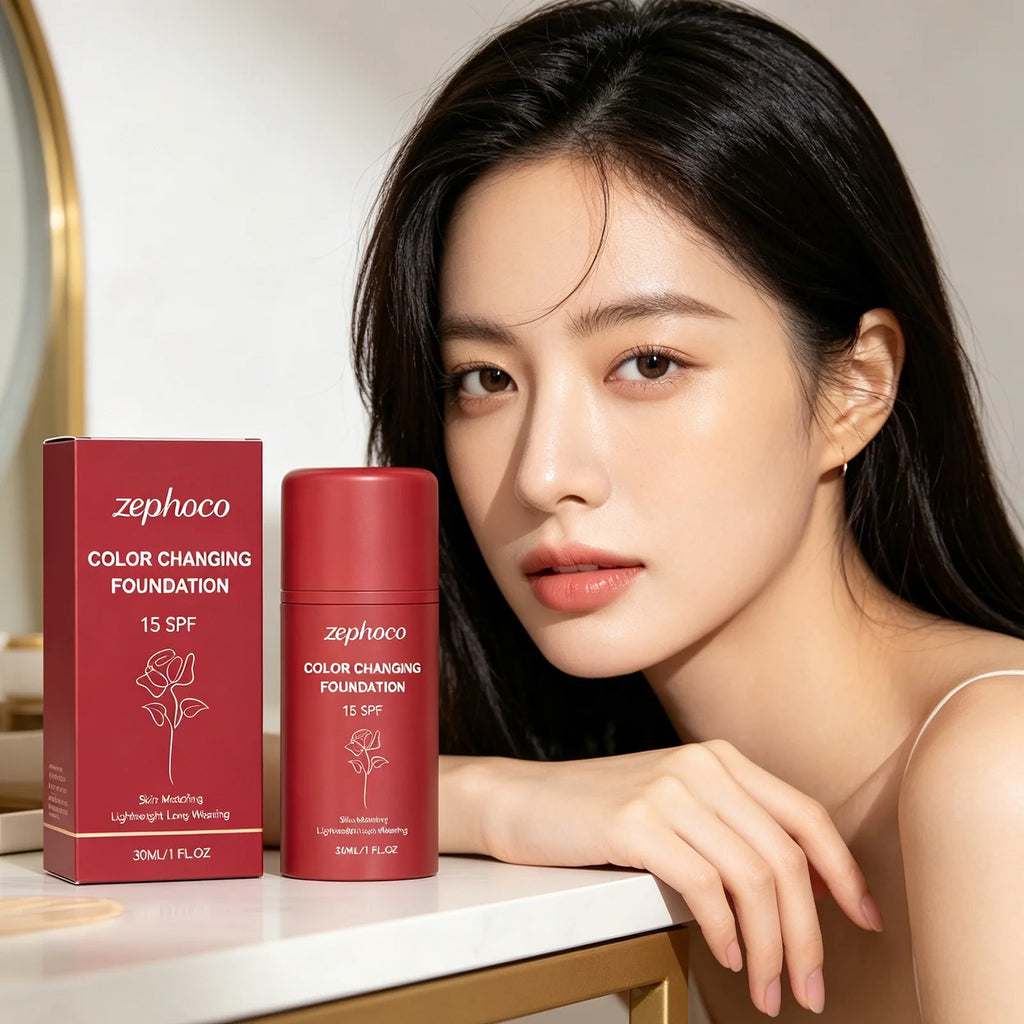 zephoco Color Changing Foundation Spf 15 Waterproof Anti Sun Protection Even Skin Tone Blemish Cover Foundation Full Coverage Qme