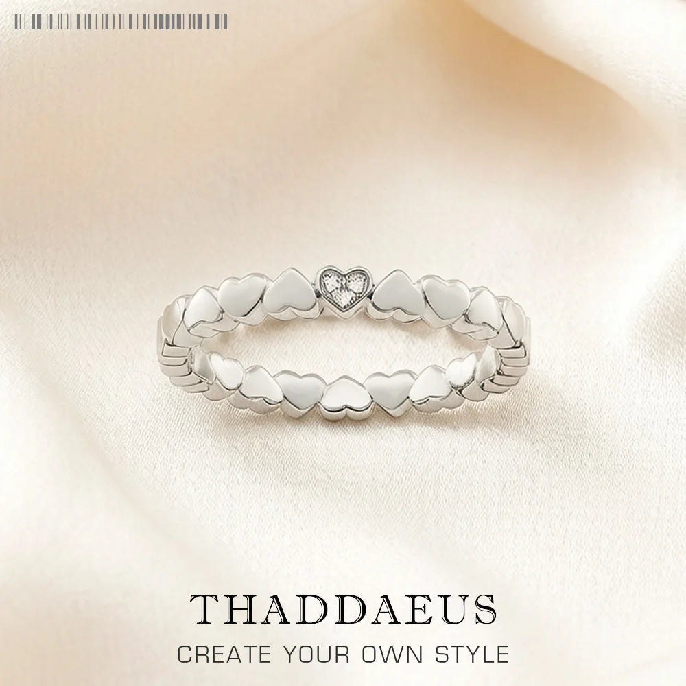 Ring Love Hearts Europe Style Romantic Fine Jewelry For Women Brand New Pure 925 Sterling Silver Gift Qme Rhodium Color 9