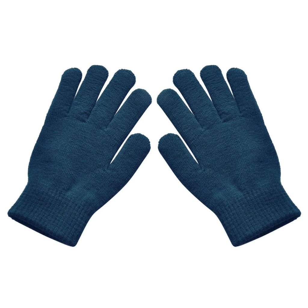 Adult Solid Color Knitted Gloves Outdoor Activity Sports Riding Warm Windproof Gloves Household Protective Gloves Qme Blue One Size