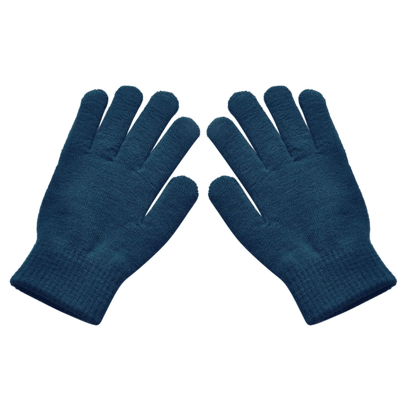 Adult Solid Color Knitted Gloves Outdoor Activity Sports Riding Warm Windproof Gloves Household Protective Gloves Qme Blue One Size