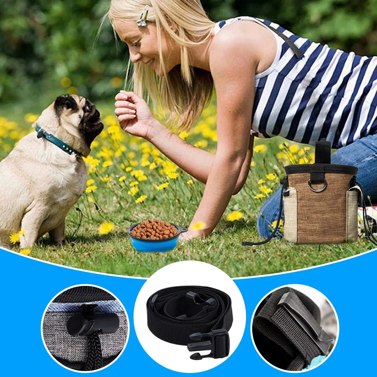 Dog Training Bag Supports Pouch Folding Bowl Large Capacity Container Qme