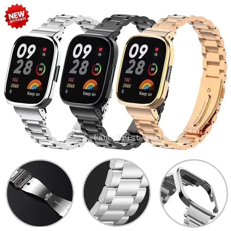 Stainless Steel Strap For Redmi Watch 3 Active Smart Watch Magnetic loop Bracelet Metal Case Protector Mi Watch lite Watchband Qme