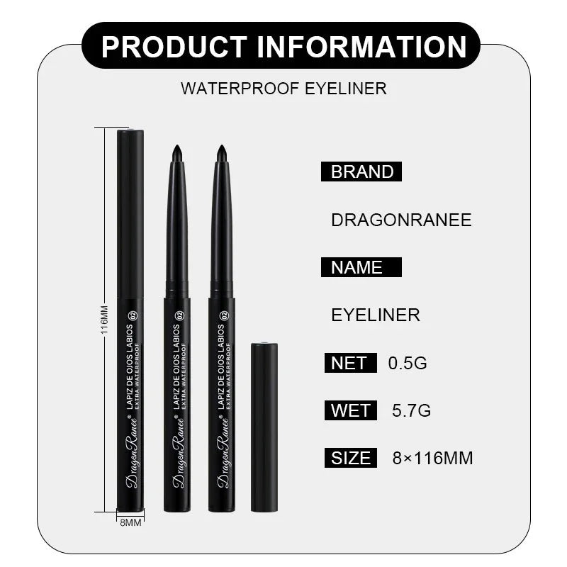 Waterproof Eyeliner Gel Pencil Black White Lying Silkworm Pen Soft Easy Wear High Pigment Matte Eyeliner Lasting Eyes Makeup Qme