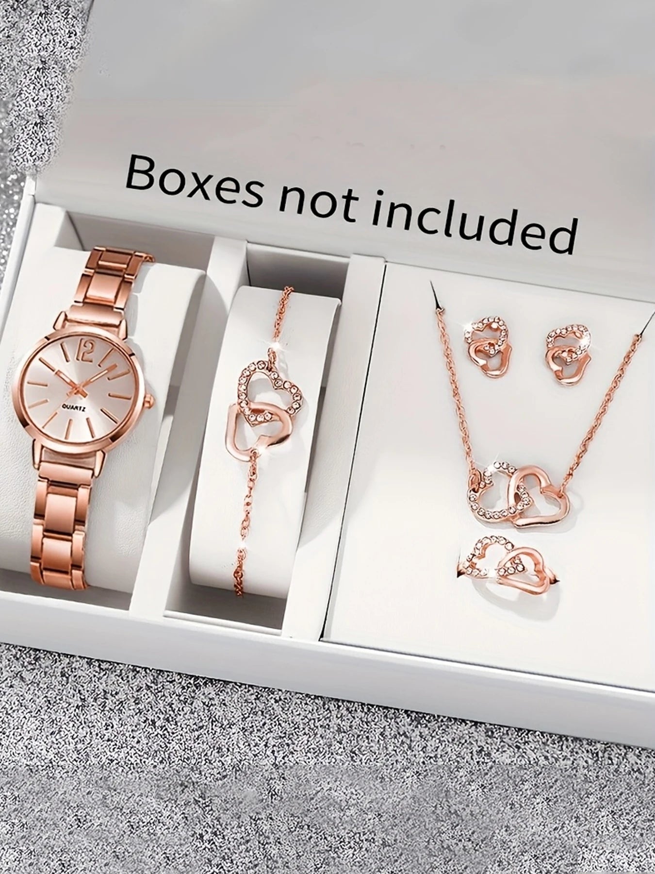 Women's Watch with Elegance Steel Band, Fashionable and Simple Trendy Quartz Watch Bracelet Set Qme Rose