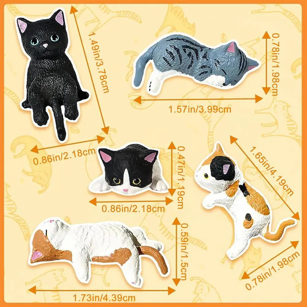 Cat Figurines Cartoon Resin Cute Car Ornament 5 Pieces Kitten Figurines Desk Decor for Women Vehicle SUV Dashboard Computer Desk Qme B
