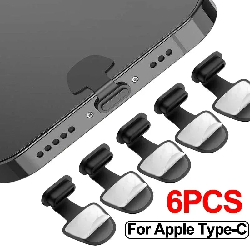 2/4/6PCS Charging Port Anti-Dust Dirt Plug for IPhone Samsung USB Type-C Port Protector Silicone Dustplugs Qme