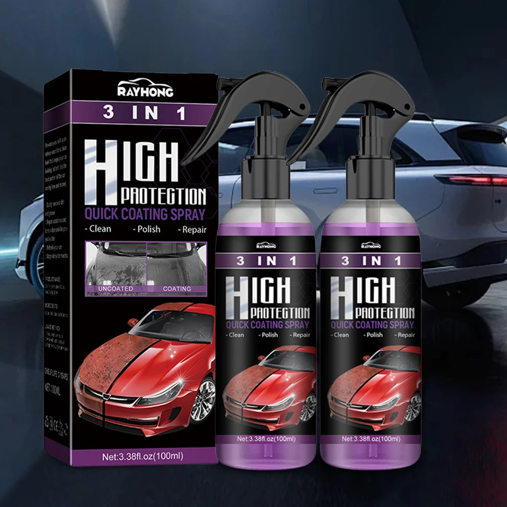 2 Set 3 In 1 Auto Nano Ceramic Coating 100ml Polishing Spraying Wax Car Scratch Repair Glass Hydrophobic Coating Car Paint Care Qme