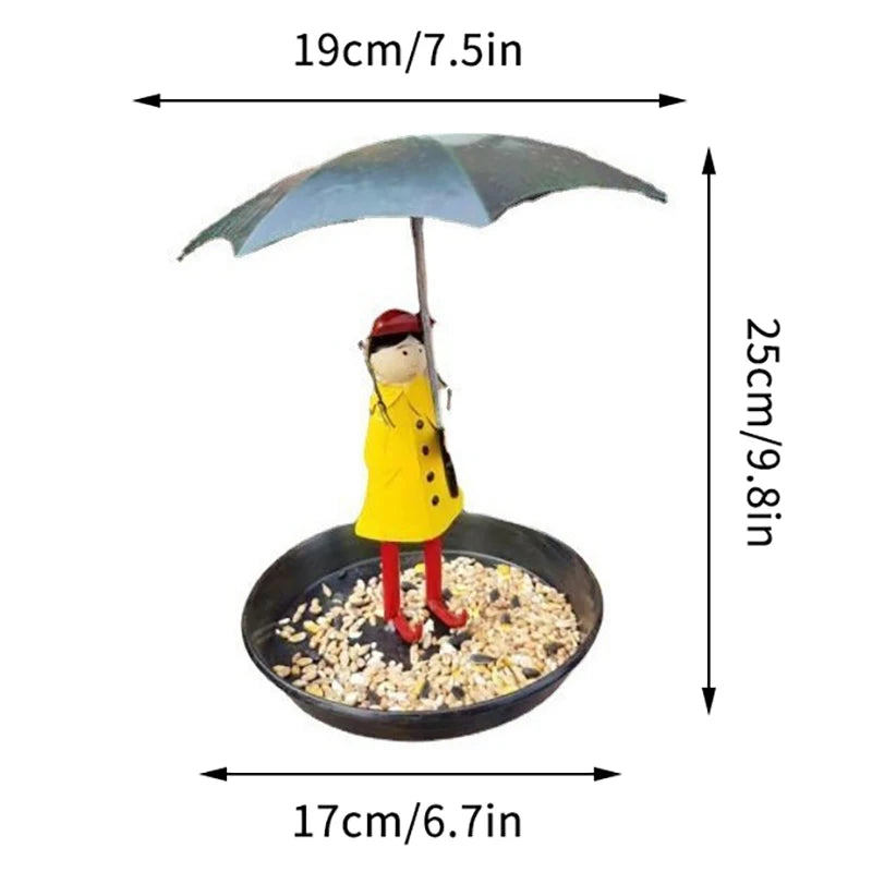 Hanging Bird Feeders For Outdoors Girl And Umbrella Hummingbird Feeder Tray Outside For Bird Bath Garden Decor Yard Decorations. Qme yellow 1PC