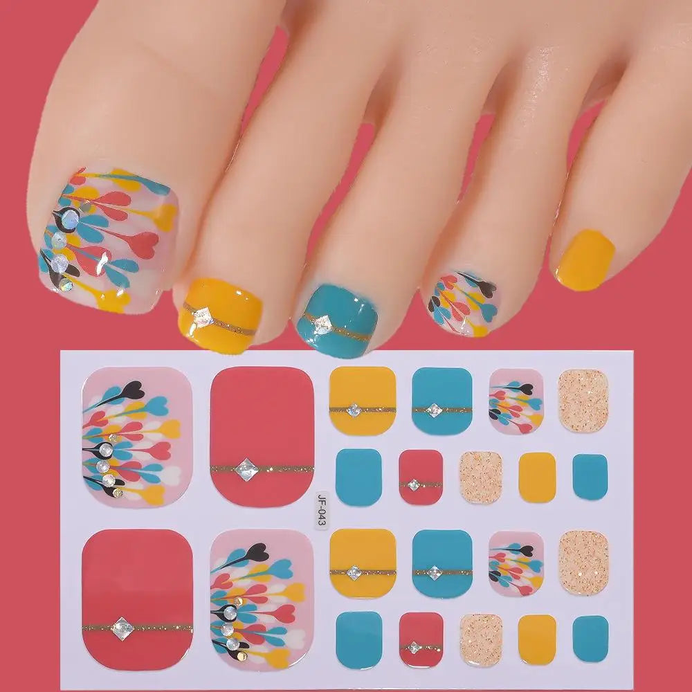 22tips Sheet Glitter Toenail Stickers Glittering Full Wraps Summer Qme M