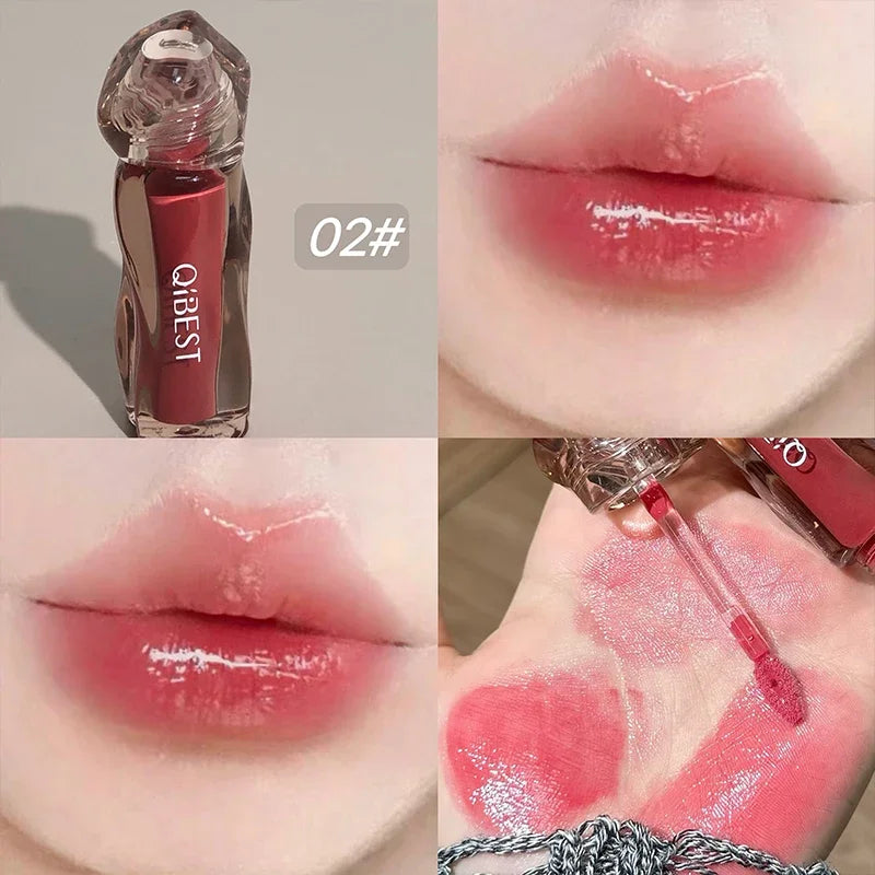 4 Colors New Watery Mirror Lip Glaze Hydrating Lasting Lip Glossy Non-Stick Cup Lipstick Moisturizing Lipgloss Stain Cosmetics Qme 02