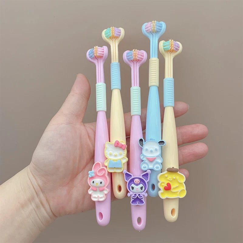 Hello Kitty Kuromi Three-sided Toothbrush Cute Student Soft Bristles Qme