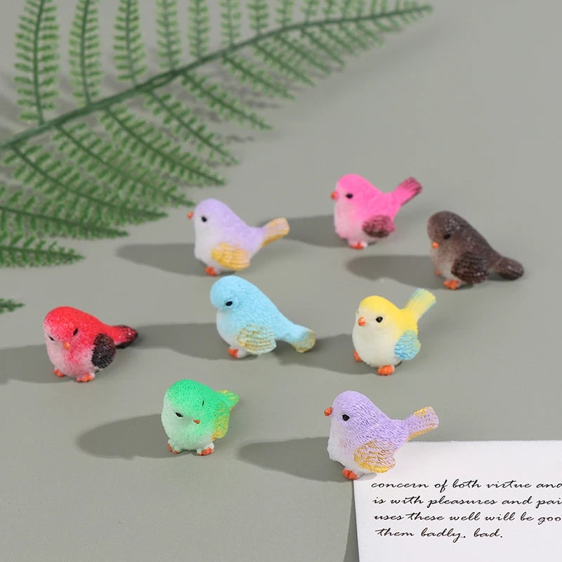 Cute Cartoon Colorful Fly Bird Sparrow Small Statue Figurine Ornament Qme