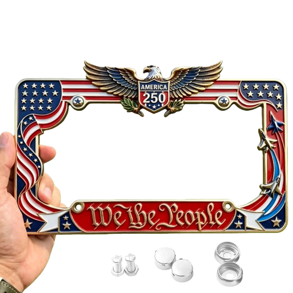 1/2pcs American Specifications License Plate Holder Selected American Flags With Screws Car Decoration Aluminum Alloy Car Qme