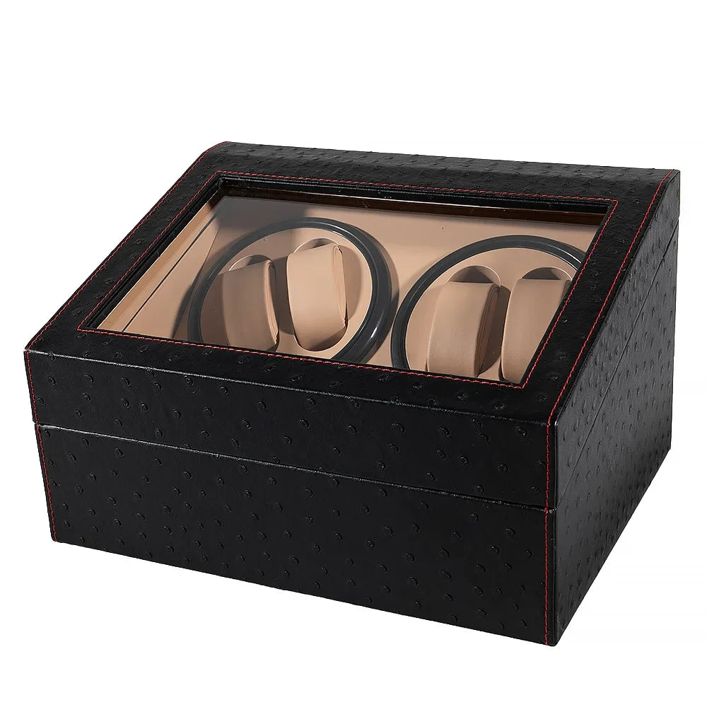 4+6 Watch Winder Automatic Watches Shaker PU Leather Mechanical Watch Box Watch Jewelry Display Box Storage Case Qme C style