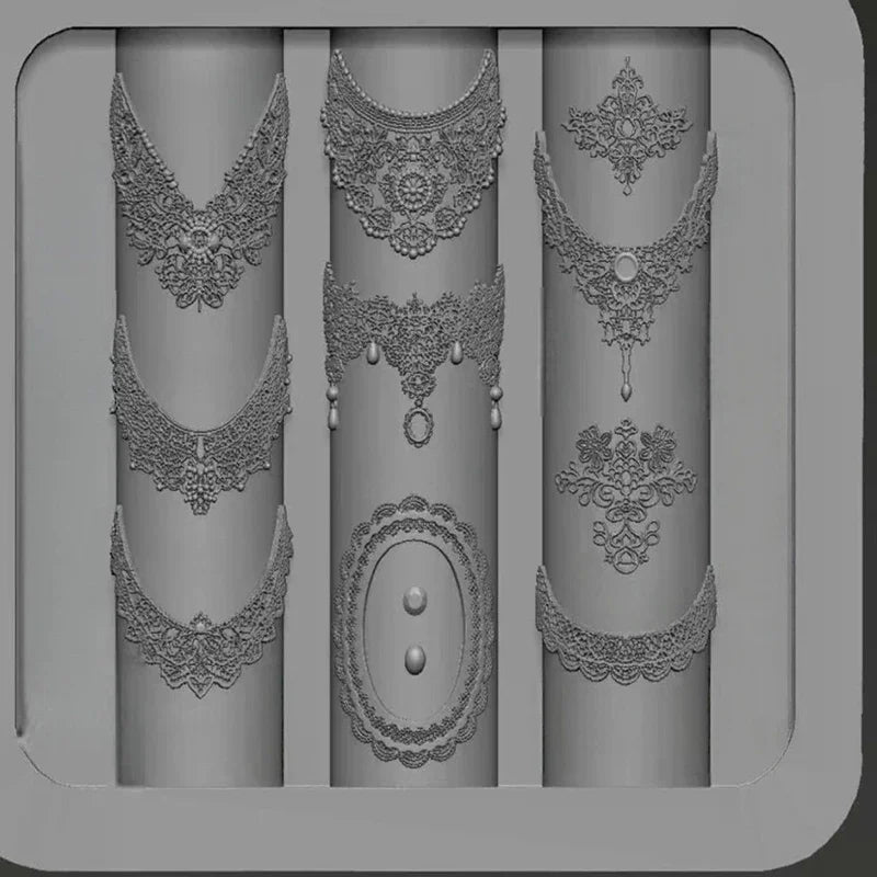 Transparent Lace Nail Mold Women Silicone Embossed Design Stencil Qme