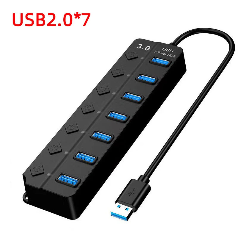 USB3 0 HUB 4in1 7in1 USB Splitter Adapter Multi-port Independent Qme 7 slot