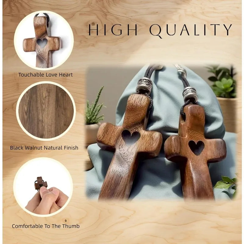 Handheld Olive Wood Clinging Cross Elegant Wooden Decor Versatile Qme