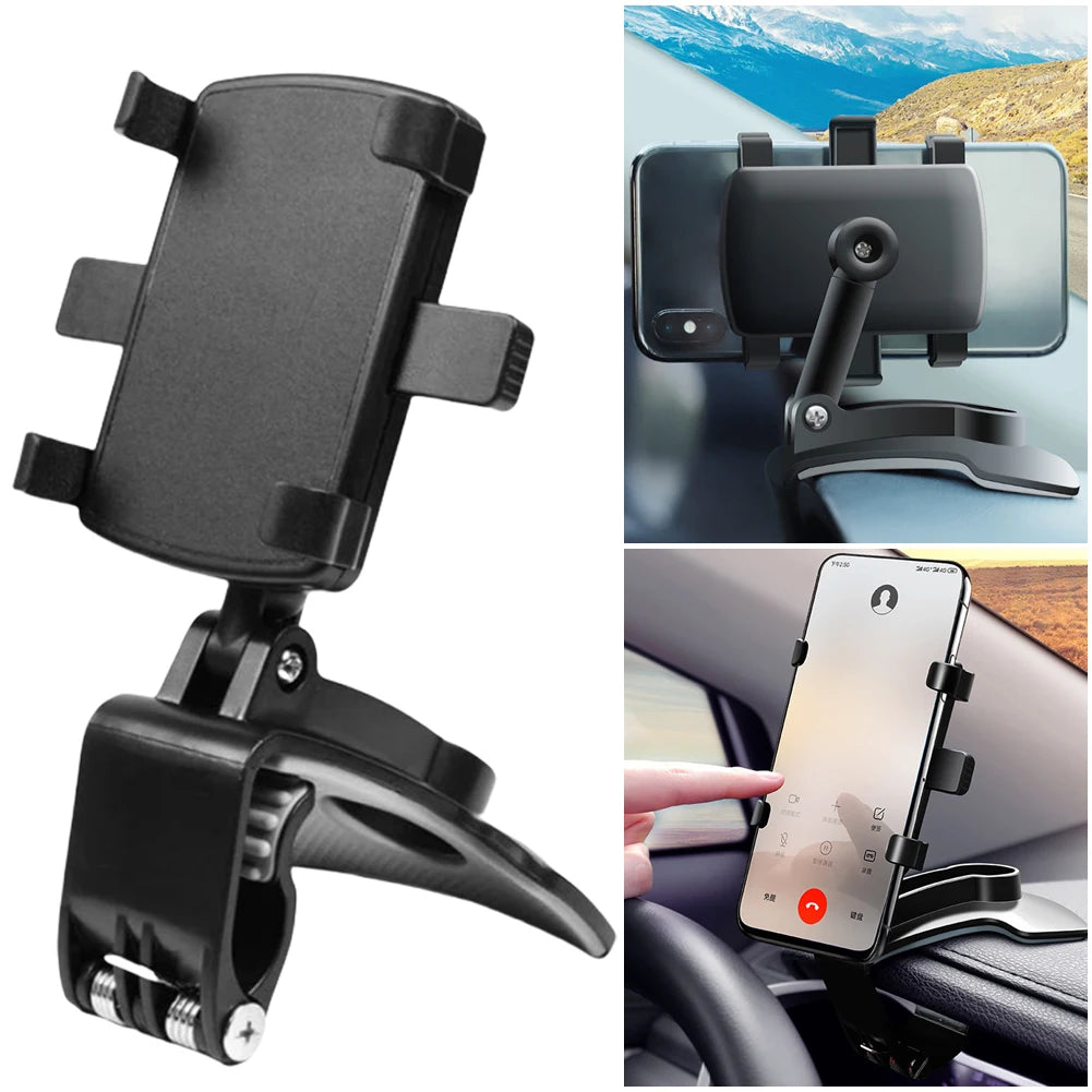 Car Mobile Phone Mount 360 Degree Rotating Multi-function Instrument Cluster Phone Holder Rearview Mirror Navigation Bracket Qme