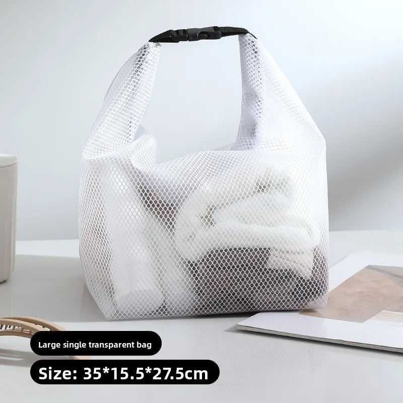 A Waterproof Storage Bag, Fitness Clothing Swimming Bathroom Large Capacity Drawstring, Men's And Women's Outdoor Toiletries Bag Qme White Large