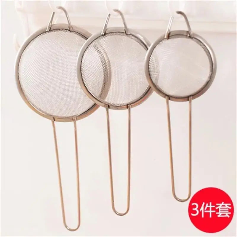 3Pcs Multi-purpose Mesh Filter Strainer For Baking With Handle Flour Sieve Sifter Baking Accessories Easy To Filter Kitchen Tool Qme
