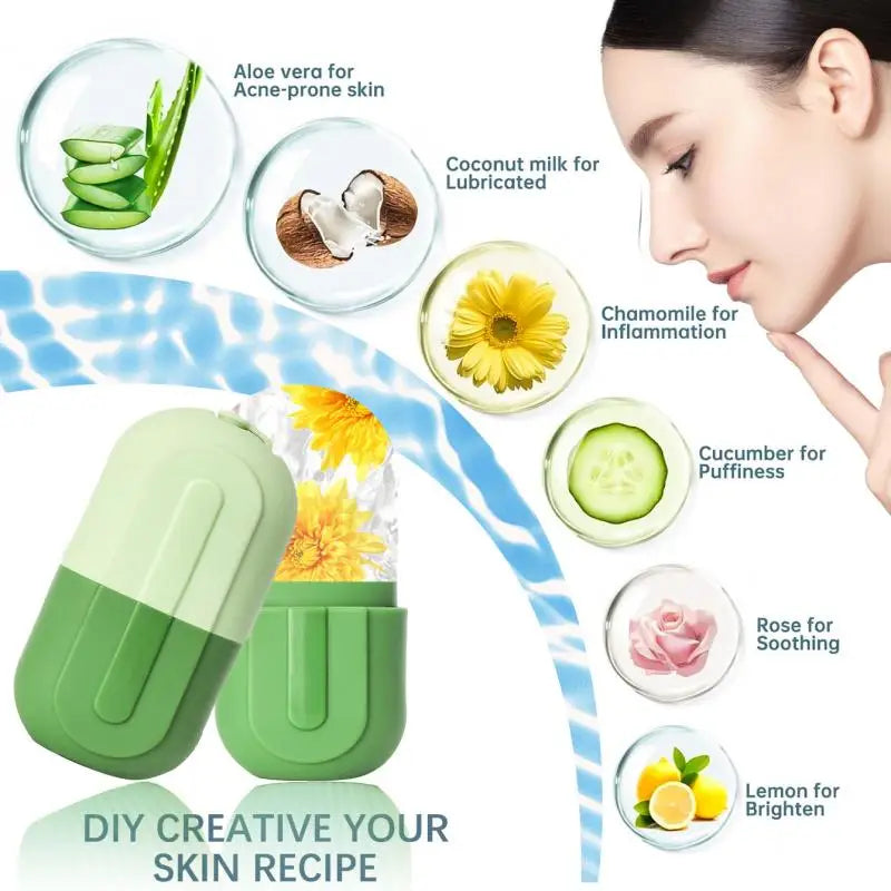 Facial Cold Compress Ice Roller Silicone Cooling Firming Tool Face Qme