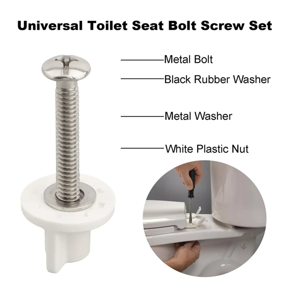 M6 Toilet Seat Hinge Bolt Screw Fixings Replacement Parts Mounted Qme