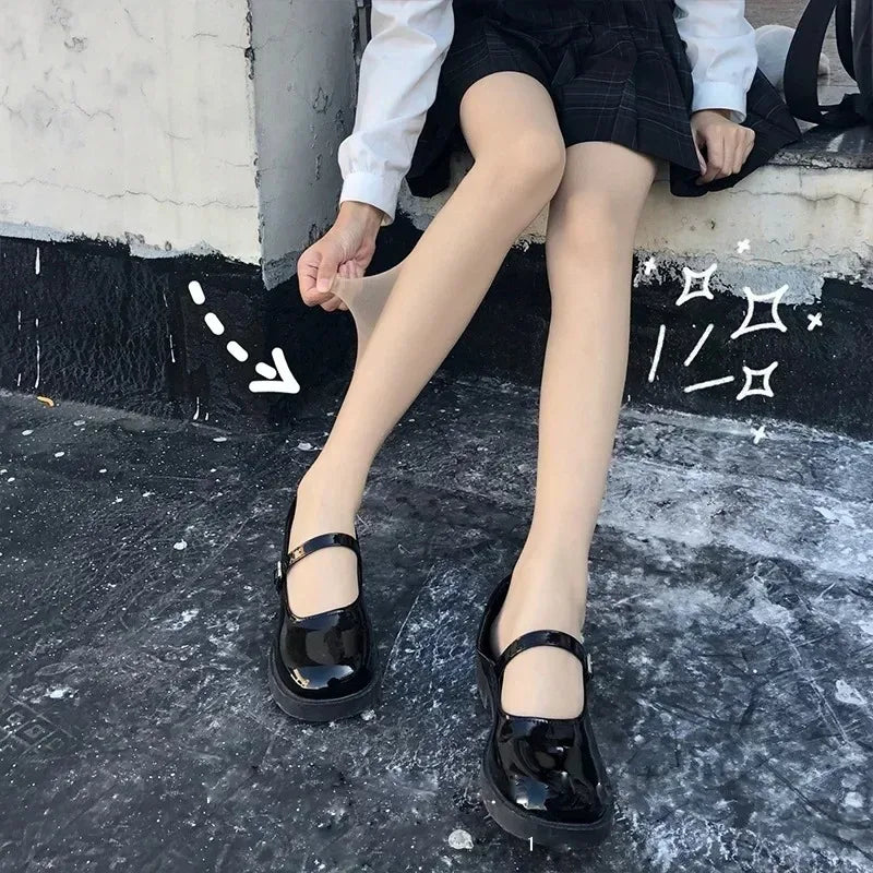 Women Waist Tights Black White Stockings Lolita Pantyhose Anime Qme skin color One Size