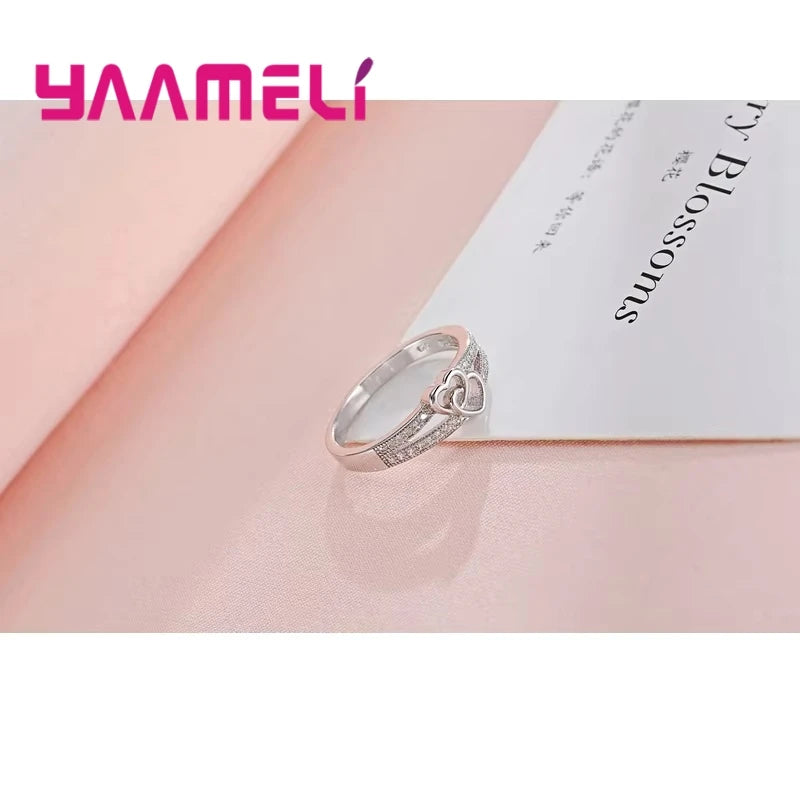 925 Sterling Silver Color Ring Simple Sweet Romantic Style Lover Gifts Cross Love Shape For Women Engagement Ceremony Jewelry Qme