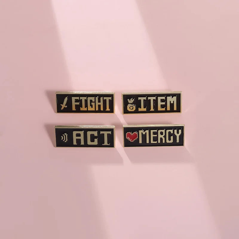 Red Heart Mercy Badge Enamel Pins Undertale Game ACT ITEM Brooches Metal Lapel Badge Funny Jewelry Gift for Friend Wholesale Qme