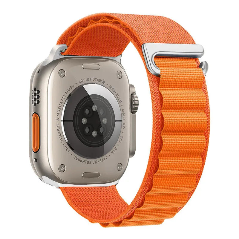 T Suitable for Apple IWatch Watch Strap 49mm 44mm 45mm 42mm Nylon Mountaineering Wear-resistant Woven Strap for Men Qme Orange 25mm 49MM