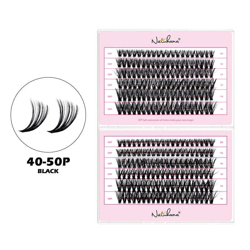NATUHANA 20D 30D 40D 50D 60D 80D Cluster Eyelashes DIY Individual Qme 40-5012rows Mix8-16