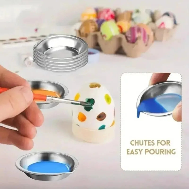 6/12Pcs Makeup Palette Stainless Steel Small Round Paint Tray Artist Watercolours Paint Mixing Palette Tray For Artist Qme