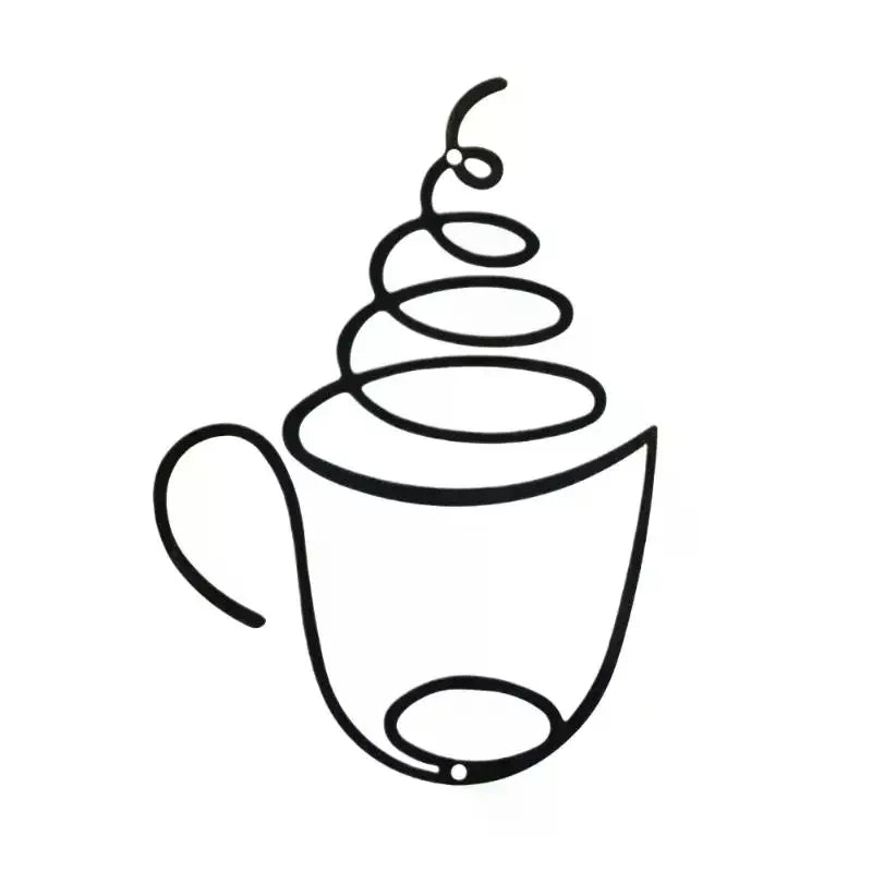 1PC Creative Coffee Wall Hangings Coffee Shop Decorations Interior Wall Decorations Wall Hanging Iron Paintings Qme