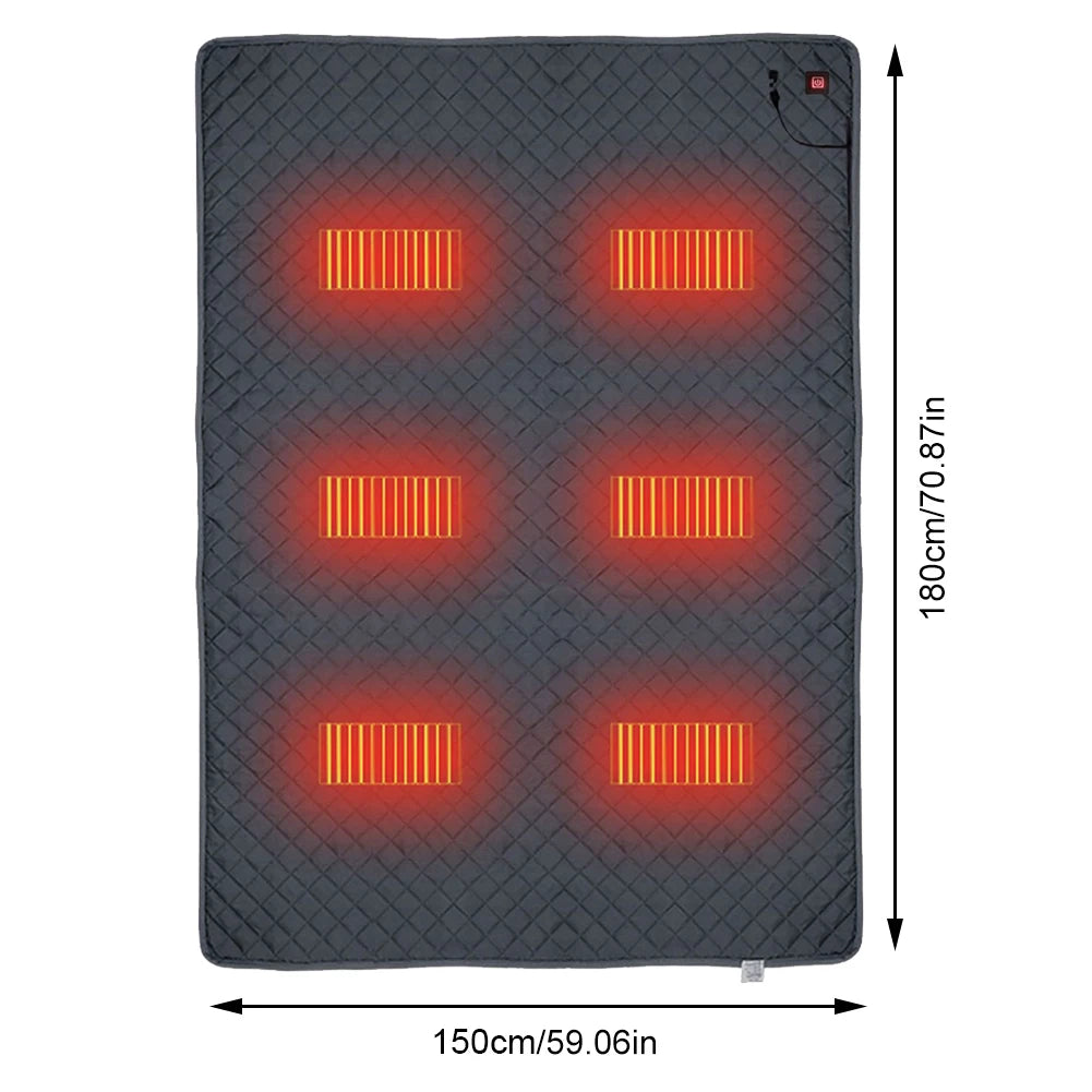 Heated Sleeping Bag Pad Waterproof Sleeping Mattress Heated Mat 70x59 Inch 6 Heating Zones for Home Office Car Fishing Qme