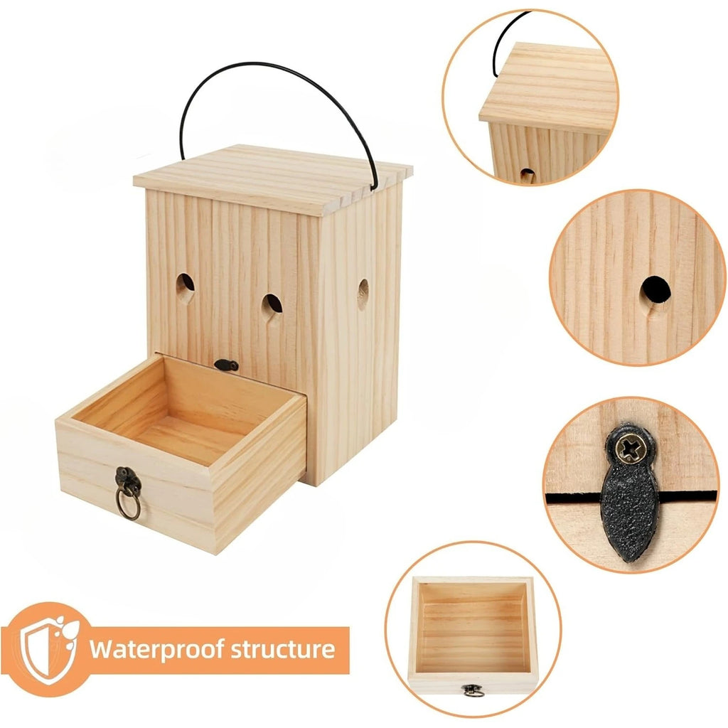 Wooden Carpenter Bee Trap for Outside Nature Hanging Wood Carpenter Bee Traps Outdoor Bee Trap Insect Traps Outdoor Garden Qme