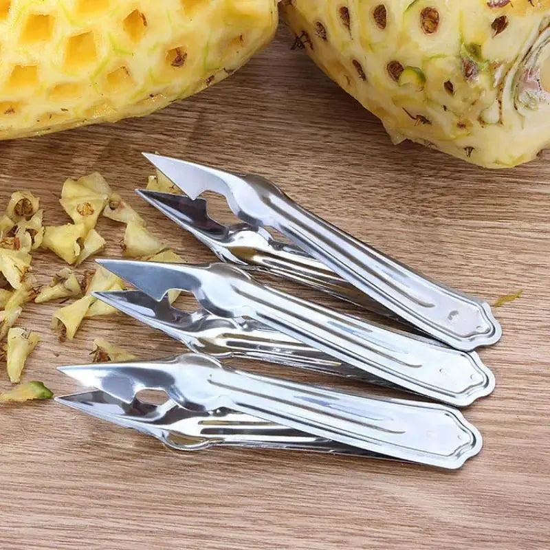 Stainless Steel Pineapple Eye Remover Tip Durable Design Home Kitchen Qme 3pcs Silver