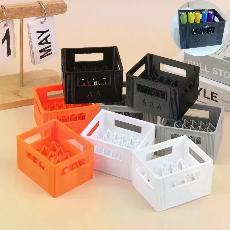 3D Printed Beer Crate Style Battery Storage Case No. 5 Aa No. 7 Aaa Battery Basket Stackable Batteries Storage Box Home Decor Qme